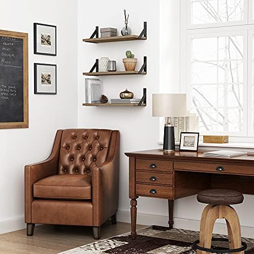 Floating Shelves with Black Metal Brackets Set of 3, Light Wood Wall Bookshelf for Bedroom Over Desk Bed, Hanging Shelf for Office Kitchen Living Room, Bathroom Over Toilet (Natural Color) - Image 4