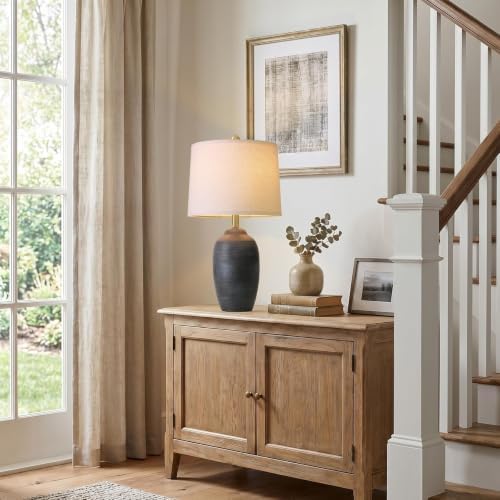 24.5" Vintage Ceramic Table Lamp for Living Room Black Single - Image 4