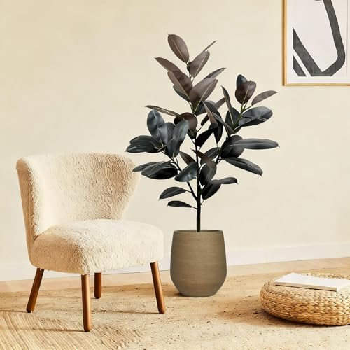 16.9" H Wood-like Large Plastic Tall Planter with Drainage Holes and Plug - Image 6