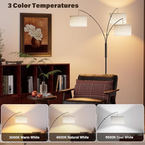 SIBRILLE 27W Floor Lamps for Living Room - Super Bright Dimmable Tree Floor Lamp, Modern Standing Lamp with Remote & Touch Control, 3 Lights Tall Lamp for Living Room Corner, Bedroom, Office - Image 4