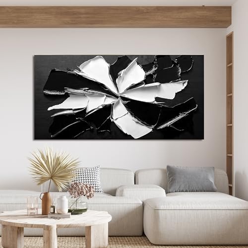 Abstract Wall Art Decorations Modern Large Wall Art for Living Room Abstract Canvas Art Wall Decor Oversized Black and White Wall Art Prints Flowers Artwork for Walls Office Home Decor 29" X 58" - Image 3
