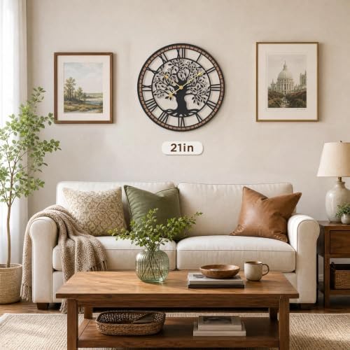 Micasso Large Wall Clock Decorative: 21 Inch Tree of Life Battery Operated - Image 3