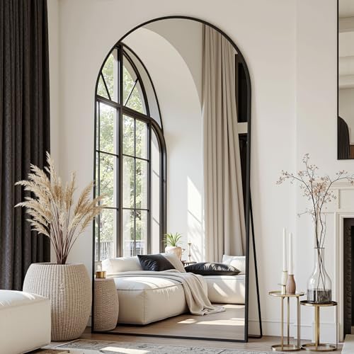 Suidia 78"x38" Arched Full Length Mirror with Stand, Black Floor Mirror by SuidiaMirror