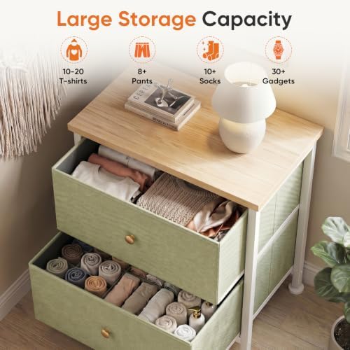 Sweetcrispy Nightstand with 2 Storage Drawers, Small Bedside Table - Image 4