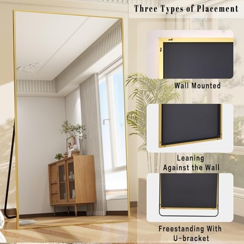 BEAUTYPEAK 71"x36" Rectangle Full Body Floor Mirrors, Full Length Mirror - Image 4