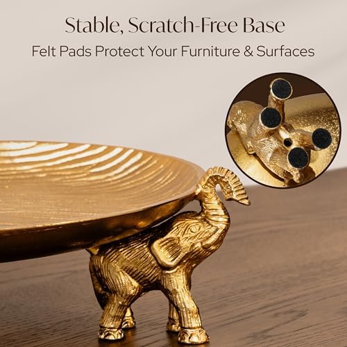 Round Golden Serving Tray with Handles – Decorative Coffee Table Tray, Round Decorative Tray, Gold Table Decor for Dining Table Centerpiece Decor, Vanity Tray, Perfume Tray - Image 6