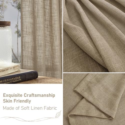 LAMIT Taupe Semi Sheer Window Linen Curtains 63 Inch Length for Bedroom - Image 6