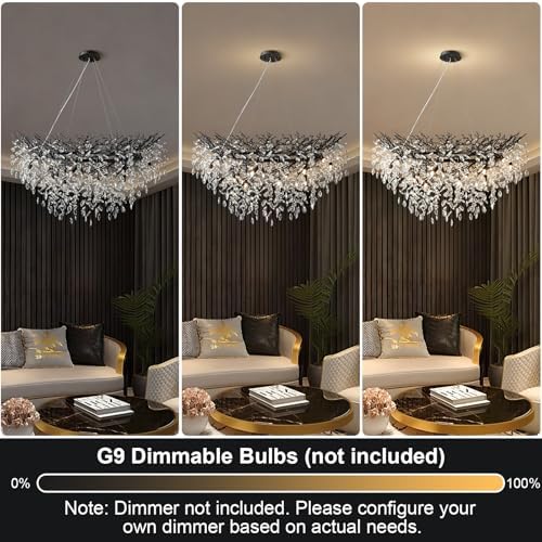 YUYI 47" Black Crystal Chandelier, 14-Light Tree Branch Chandelier, Modern Round Chandeliers for Dining Room, Living Room, Foyer, Entryway, Kitchen, Bedroom, Luxury K9 Crystal Raindrop Fixture - Image 7