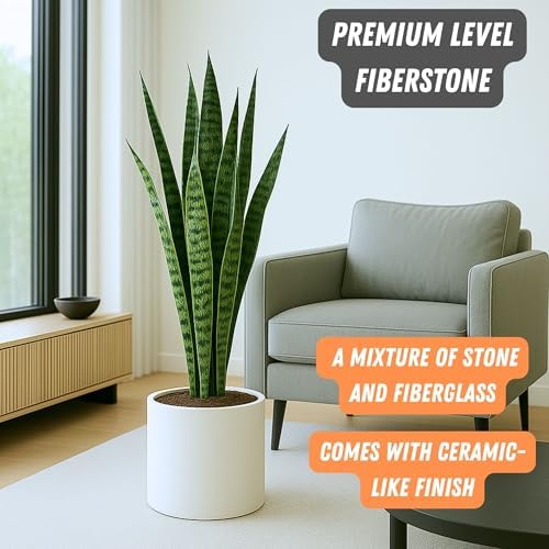 Fox & Fern Large Planter for Indoor or Outdoor, White Matte, 12 Inch - Image 2