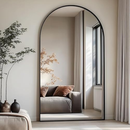 Dewfig Arched Full Length Mirror, 76"x34" Large Floor Mirror, Black by YourSpacePerfectlyReflected