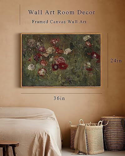 InSimSea Framed Canvas Wall Art Vintage Decor, Flowers Canvas Wall Art Modern Farmhouse Decor, Botanical Wall Art Painting for Office, Bedroom Bathroom Office home Decor, 24"x36" - Image 5