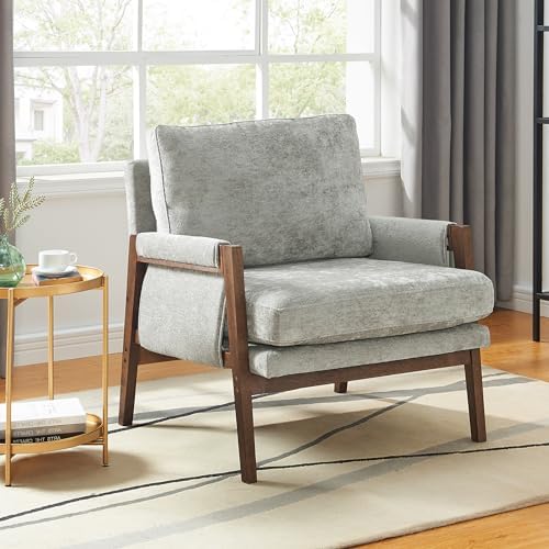 Roundhill Furniture Kelly Mid-Century Modern Accent Armchair, Gray - Image 2
