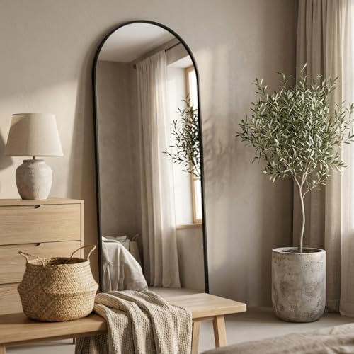 57"x18" Floor Mirror Full Length, Arched Full Length Mirror with Stand, Full Body Mirrors for Bedroom Living Room or Cloakroom Black - Image 3