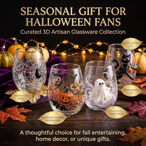 3D Halloween Embossed Handmade Black Cat Glassware Collection - Image 2