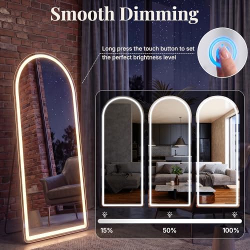 16"x60" Arched Full Length Mirror with Lights, Standing Mirror - Image 5