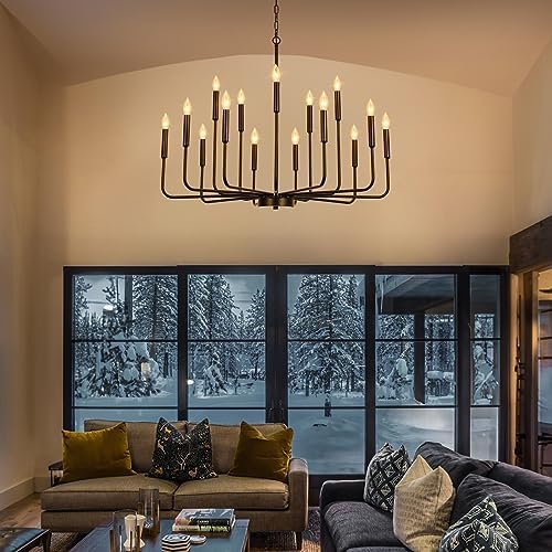 Black Chandeliers for Dining Room Light Fixture，D40 Inch - Image 4