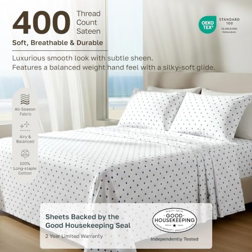California Design Den Soft 100% Cotton Sateen Twin XL Bed Sheets Set, 3 Pcs - Image 2
