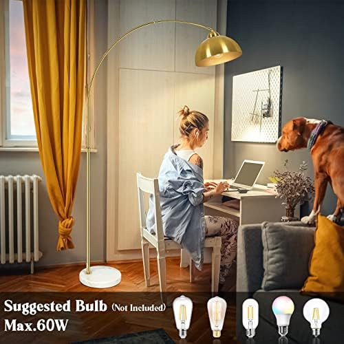 GoBright Gold 73" Arc Floor Lamp, Adjustable Farmhouse Tall Stand Up Light - Image 6