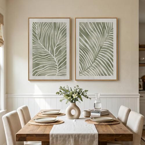 Large Framed Green Abstract Botanical Wall Art for Living Room, 24x36 In - Image 4