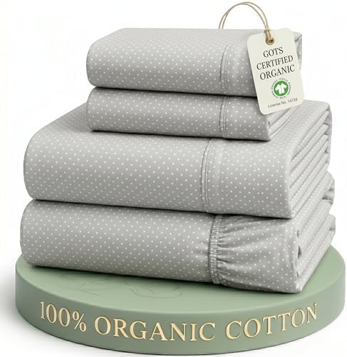 LANE LINEN Full Sheets 100% Organic Cotton 4pc Percale Cooling - Snowdrop by LaneLinen
