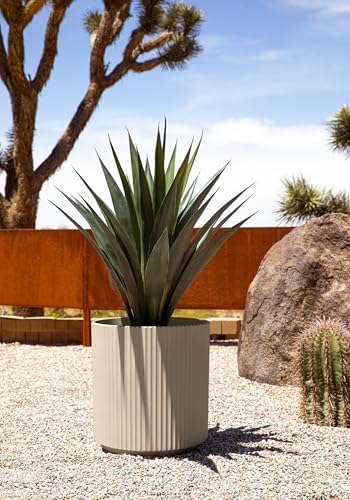 Veradek Round Demi Planter Pots for Indoor/Outdoor Garden Use, Made from Plastic-Concrete Mix with Drainage Holes, Perfect for Small to Large Succulent Plants, Flowers, Modern Interior Plants - Image 6