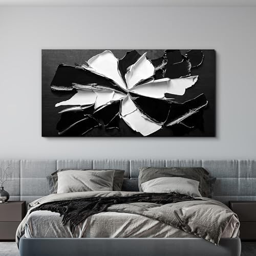 Abstract Wall Art Decor Modern Large Wall Art for Living Room Abstract Canvas Art Wall Decor Oversized Black and White Wall Art Prints Flowers Artwork for Walls Office Home Decorations 35" X 70" - Image 2