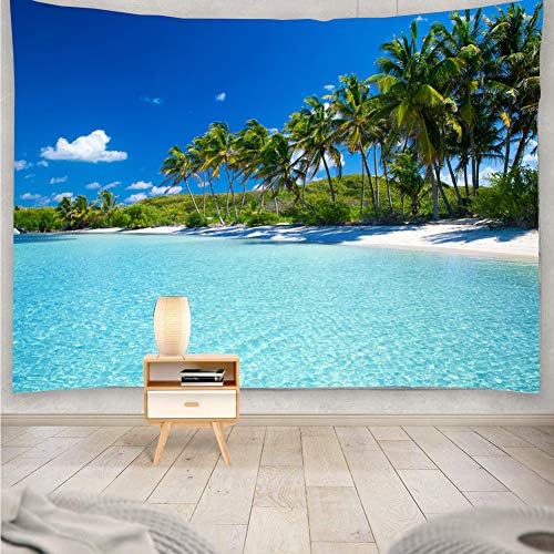 Large Tapestry Wall Hanging W108"xL80", Ocean Forest Backdrop Nature Poster by YISURE