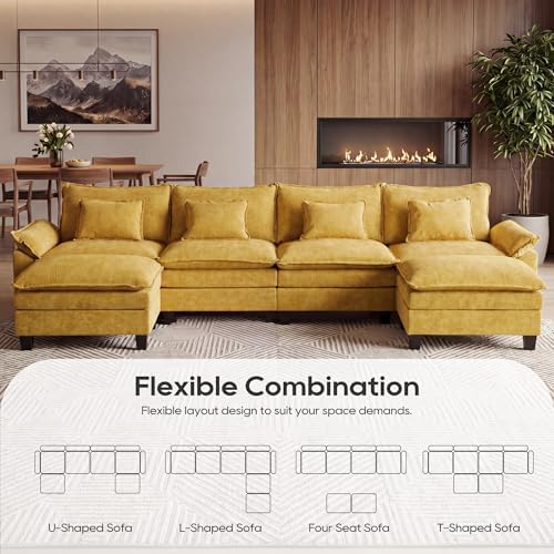 URRED Oversized Modular Sectional Sofa，Yellow：157" U Shaped - Image 4