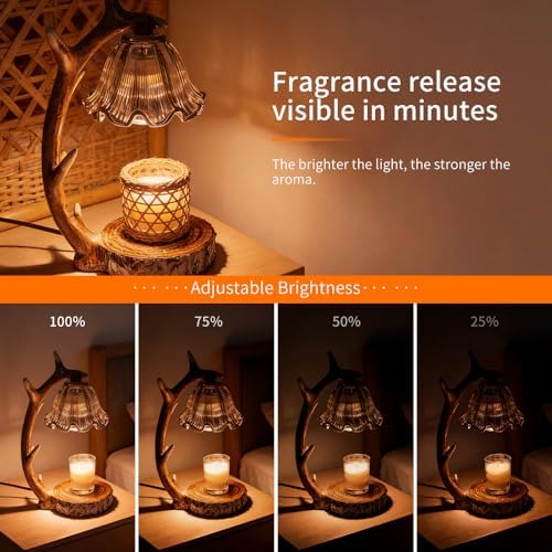 BAUSATZ Candle Warmer Lamp, Candle Light Warmer, Candle Lamp Warmer, Candle Warmer with Timer, Birthday Gifts (Resin Reindeer Antler Design) B - Image 2