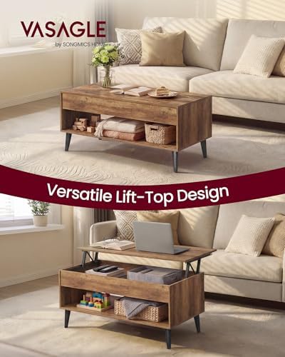 VASAGLE Lift Top Coffee Table with Hidden Storage, Gas Spring - Image 3