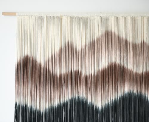 Macrame Wall Hanging Mountain Dip Dyed Brown Fiber Art Wall Decor 57"W*35"L - Image 6