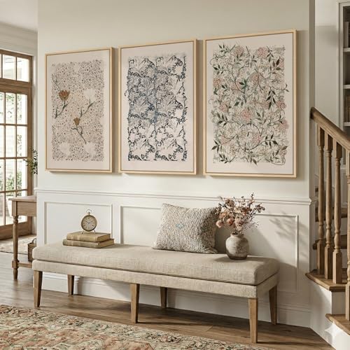 Large Framed William Morris Canvas Wall Art for Living Room, 3 Piece - Image 4