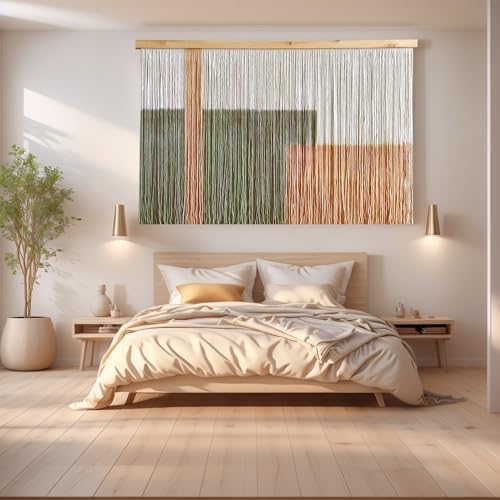 Sdjazl Woven Boho Macrame Wall Hanging Home Decor Tapestry Dip-Dyed Large Modern Handmade Colorful Mountain Landspace for Living room (khaki) - Image 4