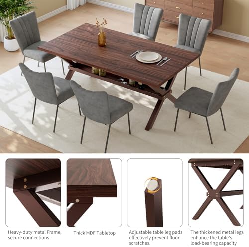 HIPIHOM Dining Table Set for 6,Kitchen Table with Dining Chairs - Image 4