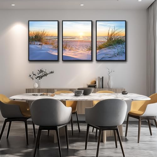 Black Framed Beach Wall Art Set - Blue Seascape Paintings for Living Room, Bedroom & Office - 12"X16" Each - Image 4