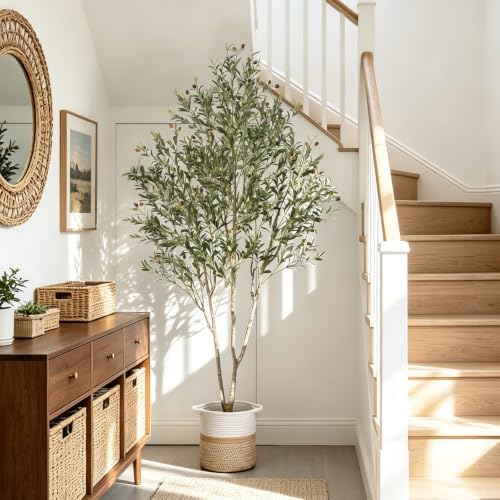 7FT Olive Trees Artificial Indoor with Planter&Basket, Tall Faux Olive Tree - Image 5