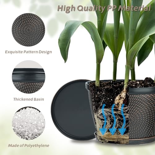 Quarut 15 Inch 4 Pack Large Pots, for Plants,Plastic Flower Pot for Indoor - Image 5