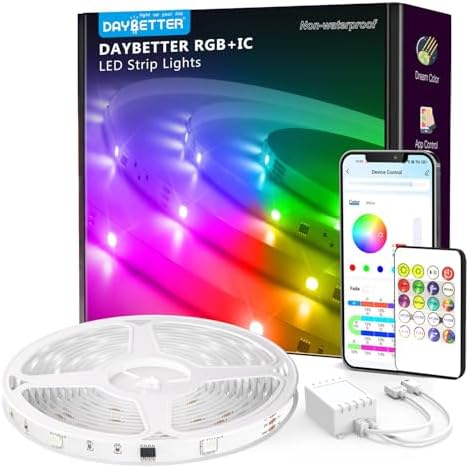 DAYBETTER 100ft Smart IC LED Strip Lights, BGRIC LED Lights for Bedroom, DIY Multiple Colors on One Line, App Control Color Changing Strip Lighting Music Sync Home Decor(1 Roll) by DAYBETTER