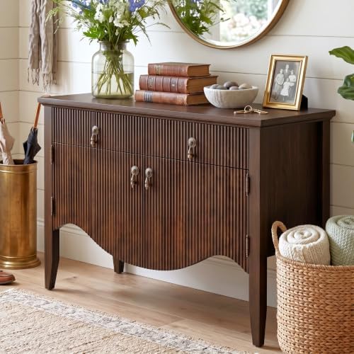 FUSUNBAO 40" Fluted Buffet Cabinet, Sideboard Credenza with Drawer,Walnut by FUSUNBAO