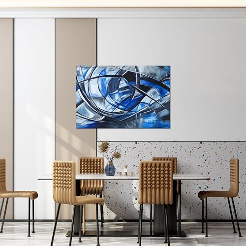 Abstract Wall Art Decor Modern Wall Art Pictures for Living Room Canvas Art Wall Decor Abstract Blue Wall Art Prints Artwork for Walls Black and White Wall Art Decorations Home Office Decor 24" X 36" - Image 2