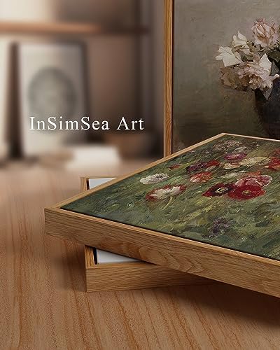 InSimSea Framed Canvas Wall Art Vintage Decor, Flowers Canvas Wall Art Modern Farmhouse Decor, Botanical Wall Art Painting for Office, Bedroom Bathroom Office home Decor, 24"x36" - Image 2