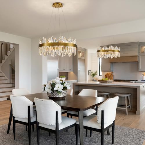 Gold Modern Oval Crystal Chandelier, 16-Lights Luxury Chandeliers Modern 2-Tiers K9 Crystal Chandelier Pendant, Light Fixture G9 Lights for Dining Living Room Entryway Kitchen Dia 23 inch - Image 4