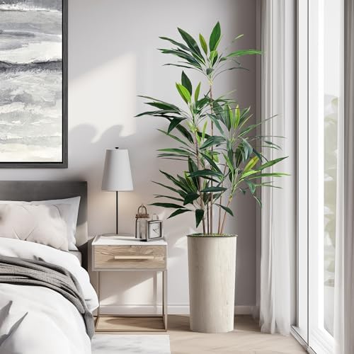 SIGNWIN Artificial Tree in Modern Swirl Pattern Planter, Fake Dracaena Tree Silk Tree for Indoor and Outdoor Home Decoration - 66" Overall Tall (Plant Pot Plus Tree) - Image 5