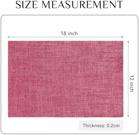 Softalker Faux Linen Cloth Placemats Set of 12-12 x 18 Inch, Pink - Image 6