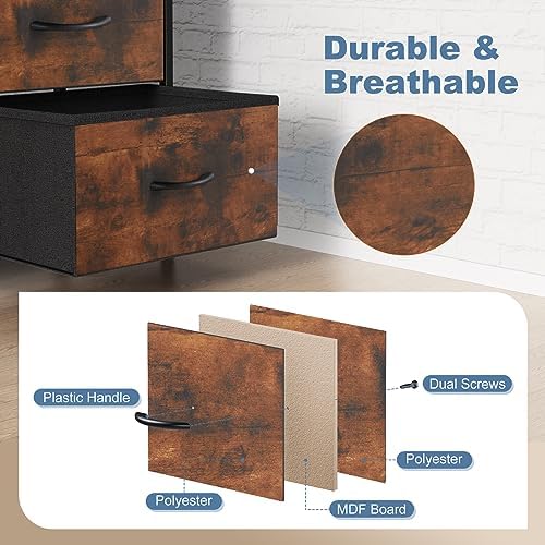 DUMOS Dresser for Bedroom with 8 Drawers, Clothes Drawer Fabric Closet Organizer, Cloth Dresser with Metal Frame and Wood Tabletop Chest Storage Tower for Kids Room, Nursery, Living Room, Entryway - Image 5