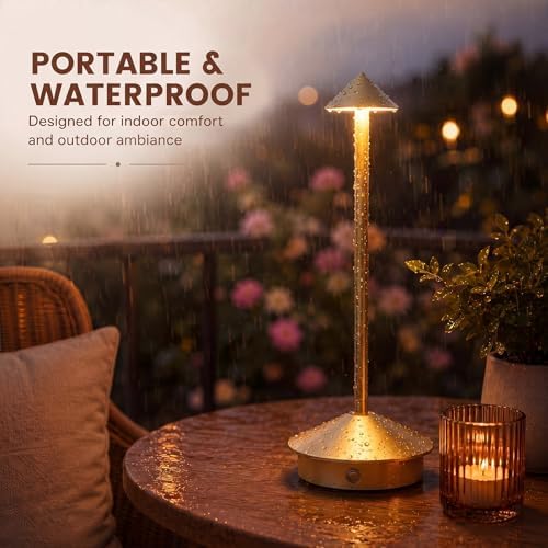 6 Pack Cordless Table Lamp, 3 Color Stepless Dimmable, Gold - Image 6