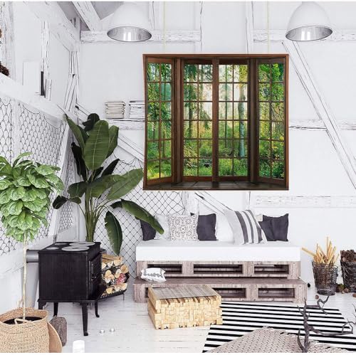 Green Forest Window Tapestry Natural Scenery Tapestry for Bedroom 60"x 60" - Image 2