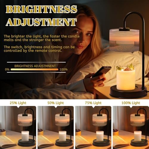 Candle Warmer Lamp with Timer Beach Cape Cod Sunset Sea Sky Sand Fence Grass Photography Dimmable Wax Warmer with 4 Bulbs for Jar Candles Women Birthday Gifts House Warming New Home Decor - Image 3