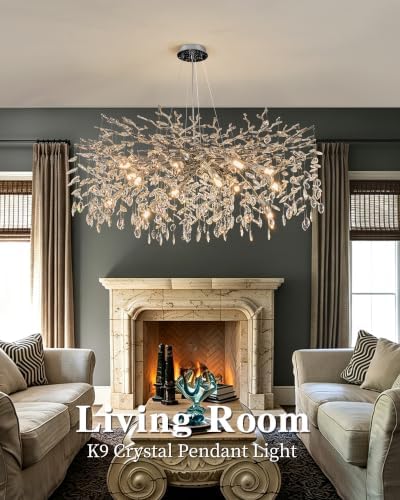 40" Modern Tree Branch Crystal Chandelier, 14-Light Silver Pendant Light - Image 2
