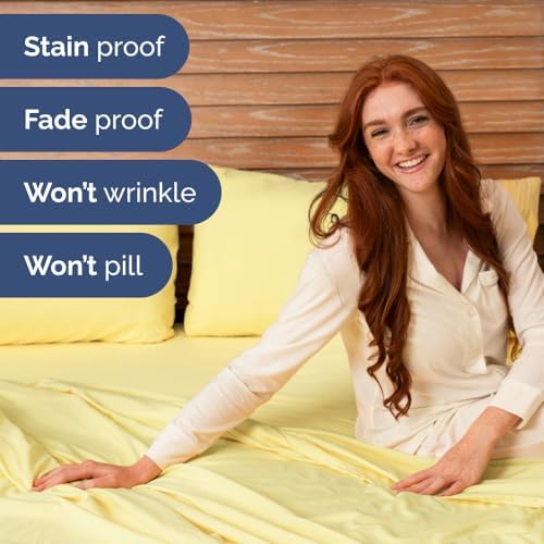 Flex Top Split Head King 4 Piece Sheet Set - Ultra-Soft & Cooling - Yellow - Image 6